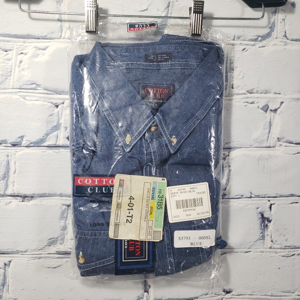 NWT L/S Button Down Denim Jeans Shirt Men's XL 17/17.5 Utility Casual Work